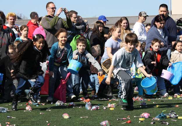 Hundreds of kids came out to Sunset Chev Stadium for the 21st annual East Pierce Fire and Rescue Egg Hunt April 23.