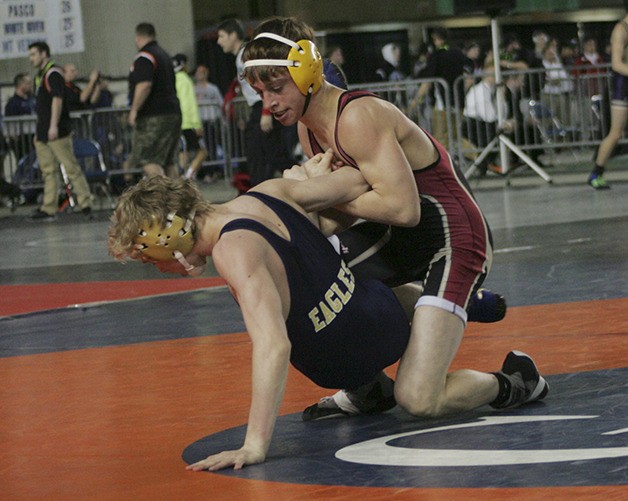 Enumclaw's Jake Treece beat Gavin Rork from Arlington 9-0 in the semifinal round at the Mat Classic Saturday.