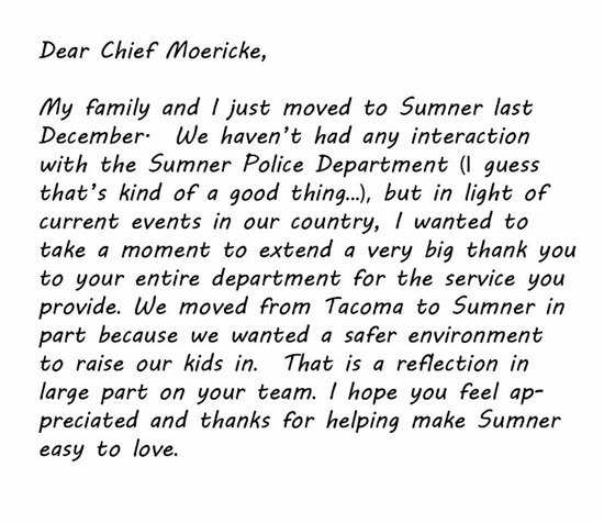 Just one of the many messages Sumner Police have received in the last week.