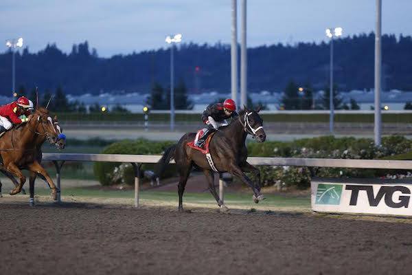 My Chief and jockey Juan Gutierrez score a 1-3/4 length victory Friday in the feature race for 3-year-olds and up at Emerald Downs.