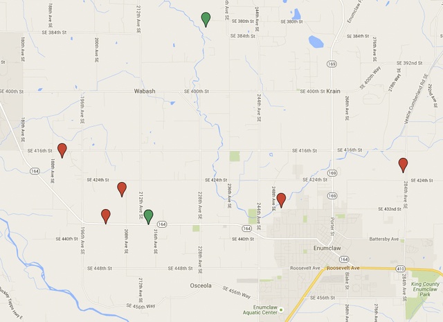 There are three total active marijuana grows with Enumclaw addresses