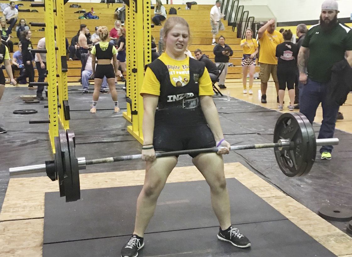 White River senior Dani Barbee earned a second title at this year's state powerlifting championships. Photo courtesy of White River powerlifting.