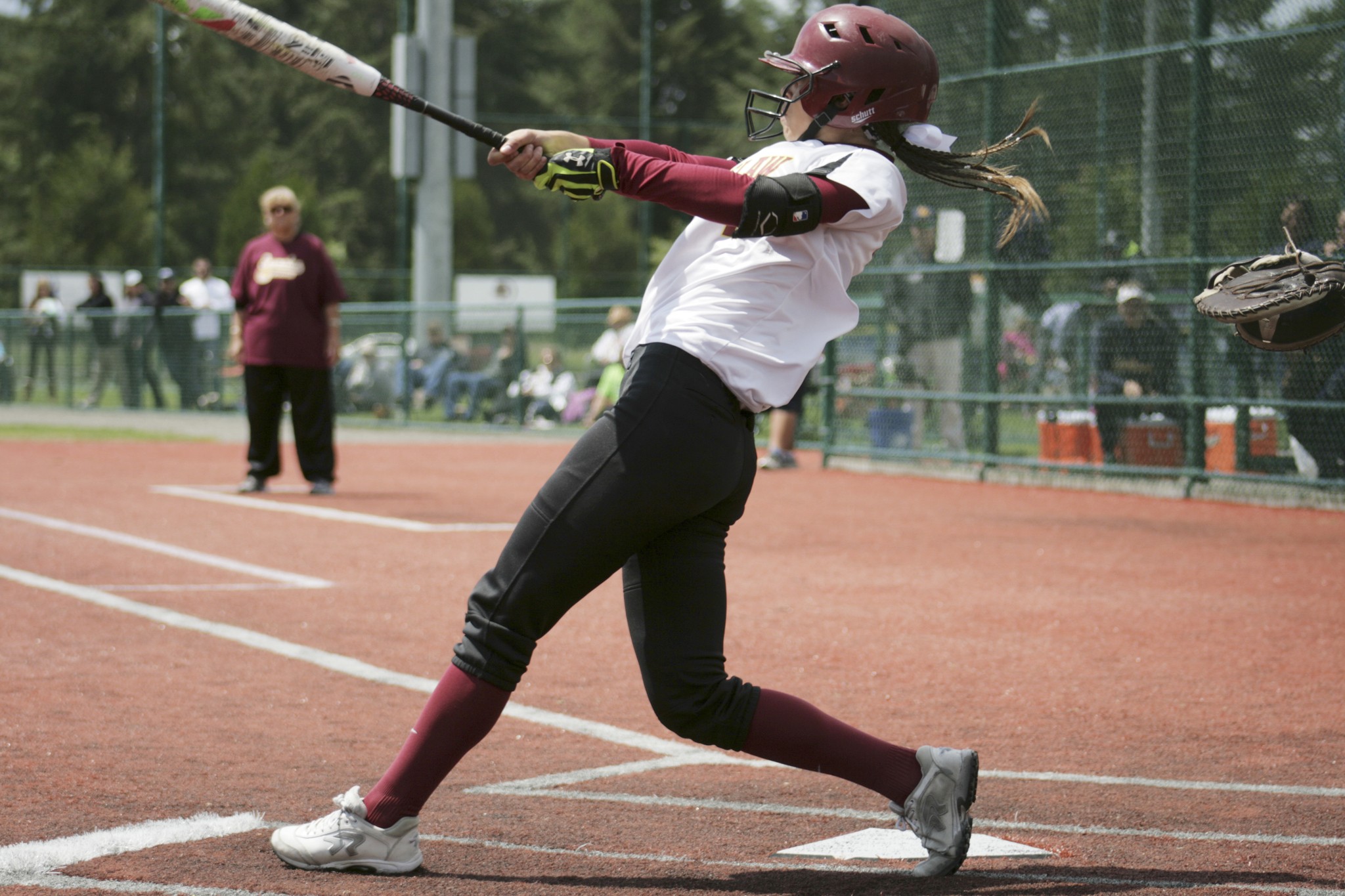 Enumclaw Hornet Quinn Breineback hit one out of the park during the Friday game against Mount Spokane. Photo by Sarah Brenden.