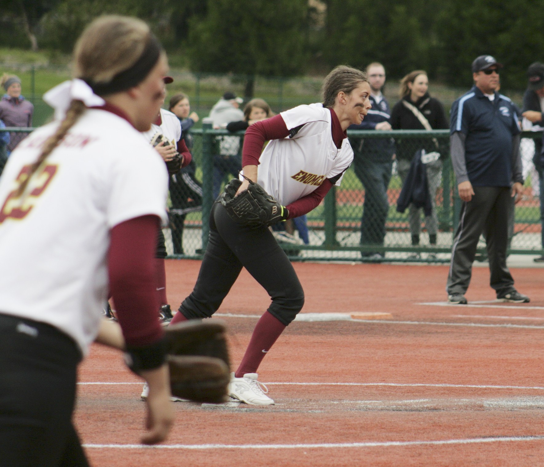 Enumclaw High School fastpitch athlete Quinn Breidenbach gearing up a pitch during the state championship against Meadowdale this year.