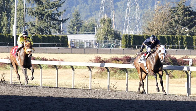 3-year-old filly Just Have'n Fun and jockey Jennifer Whitaker combine for a 3-½ length victory Saturday in the $12