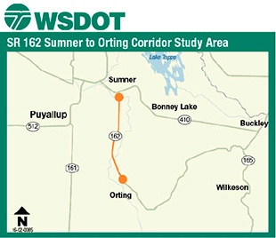 The DOT is performing a study to see what improvements could be made to SR 162 between Orting and Sumner. Submitted photo.