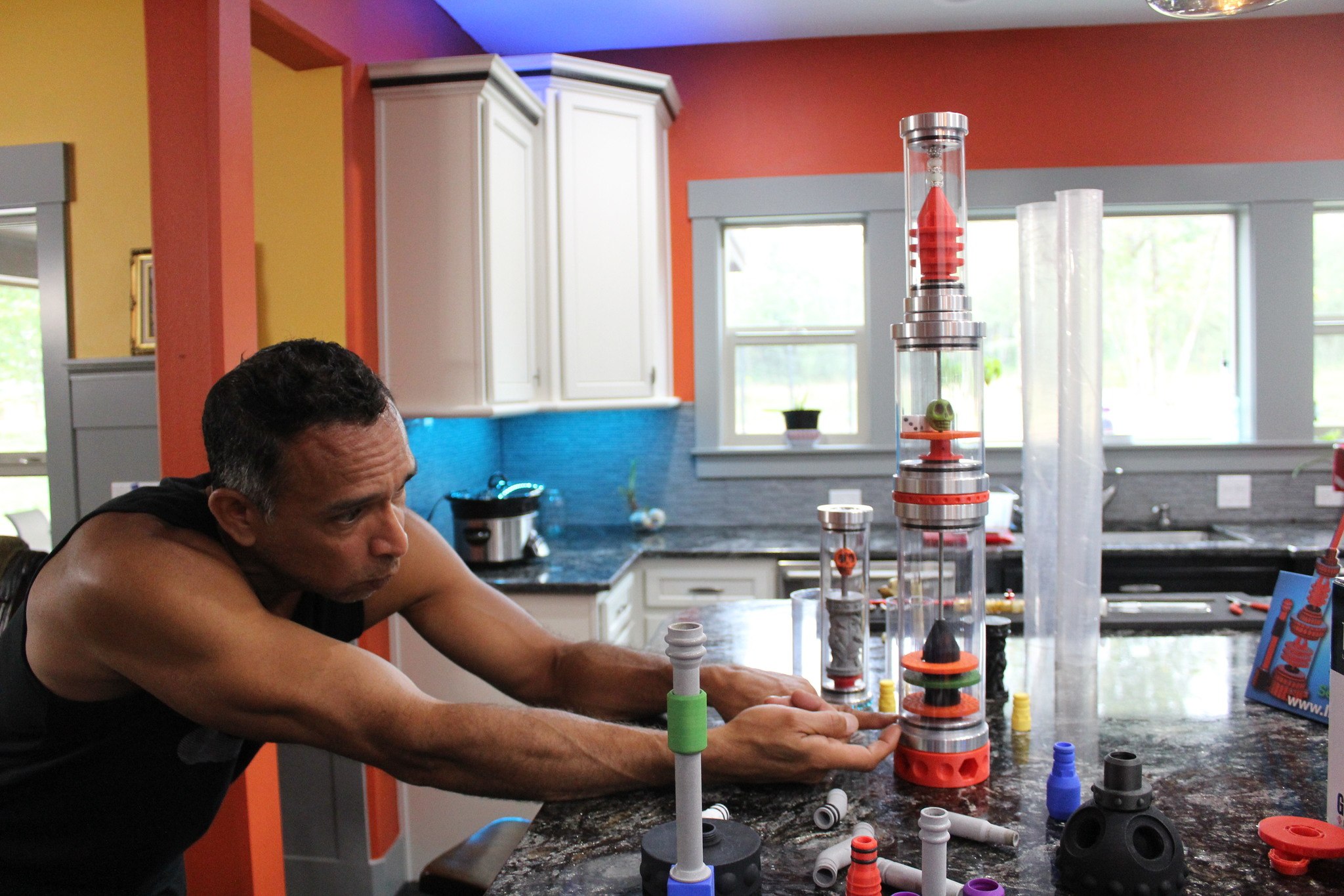 Paul Galaviz shows off his invention