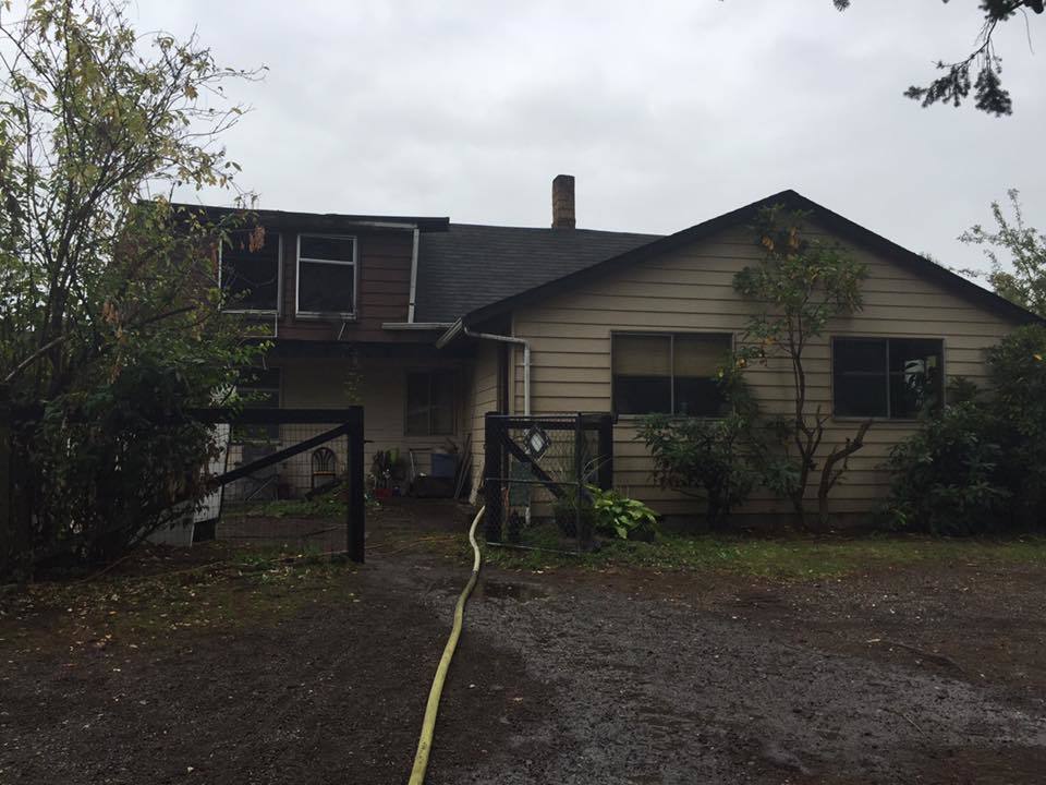 The fire was discovered in the second story bedroom after the home owner herd an explosion upstairs. Image courtesy of the King County Fire District 28.