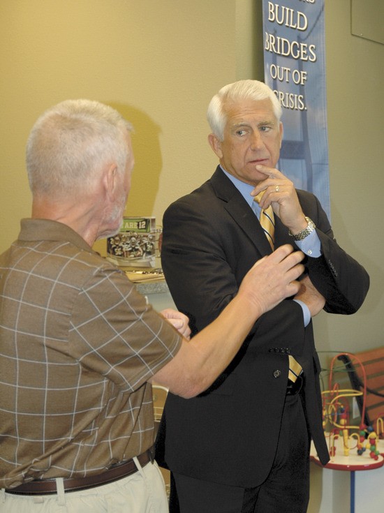 POM Board President Mike Stensen and Congressman Dave Reichert talk about the Enumclaw area and its specific programs to serve those in need.