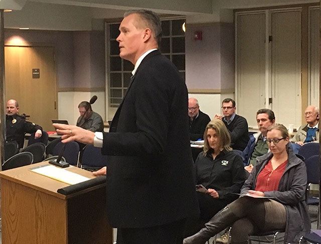 Pierce County Prosecutor Mark Lindquist spoke in Sumner about Pierce County’s High Priority Offender program and elder abuse in the county. Submitted photo.