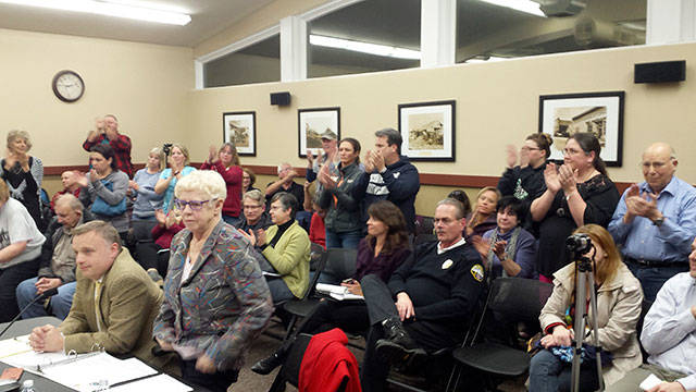 Several Black Diamond residents stood and gave their city council a round of applause when a 2017 budget was approved for the rest of the year. Photo by Ray Still