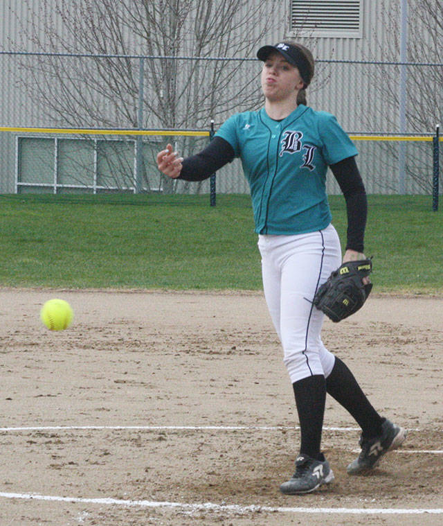 Pitcher Brooke Nelson delivers during the Panthers’ March 23 victory. Photo by Kevin Hanson.