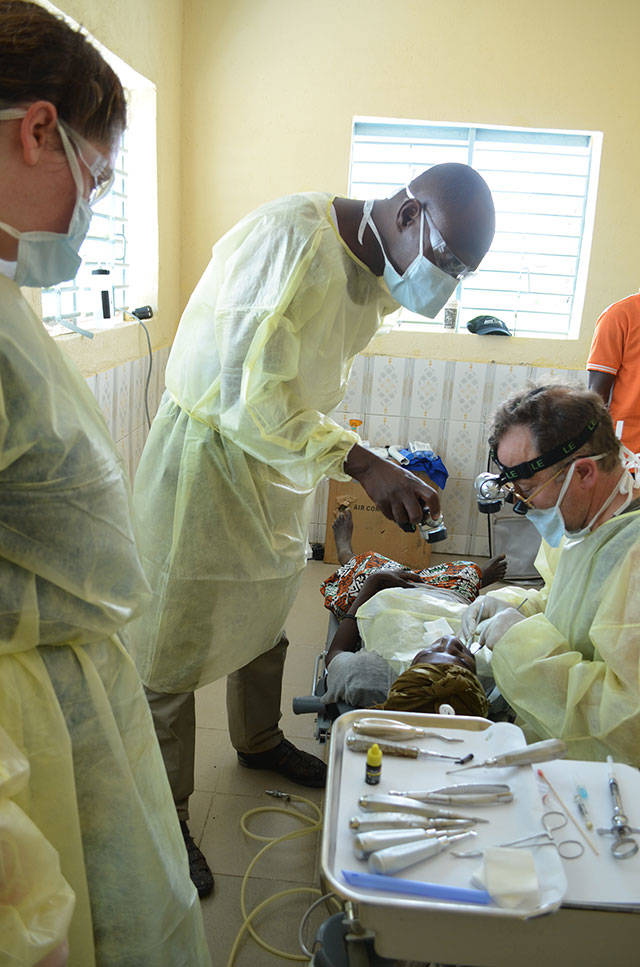 Jeff Matson and other dentists and dental assistants have traveled to Rialo, Burikna Faso, for the past two years to provide dental care to the village. Photo courtesy of Jane Matson.