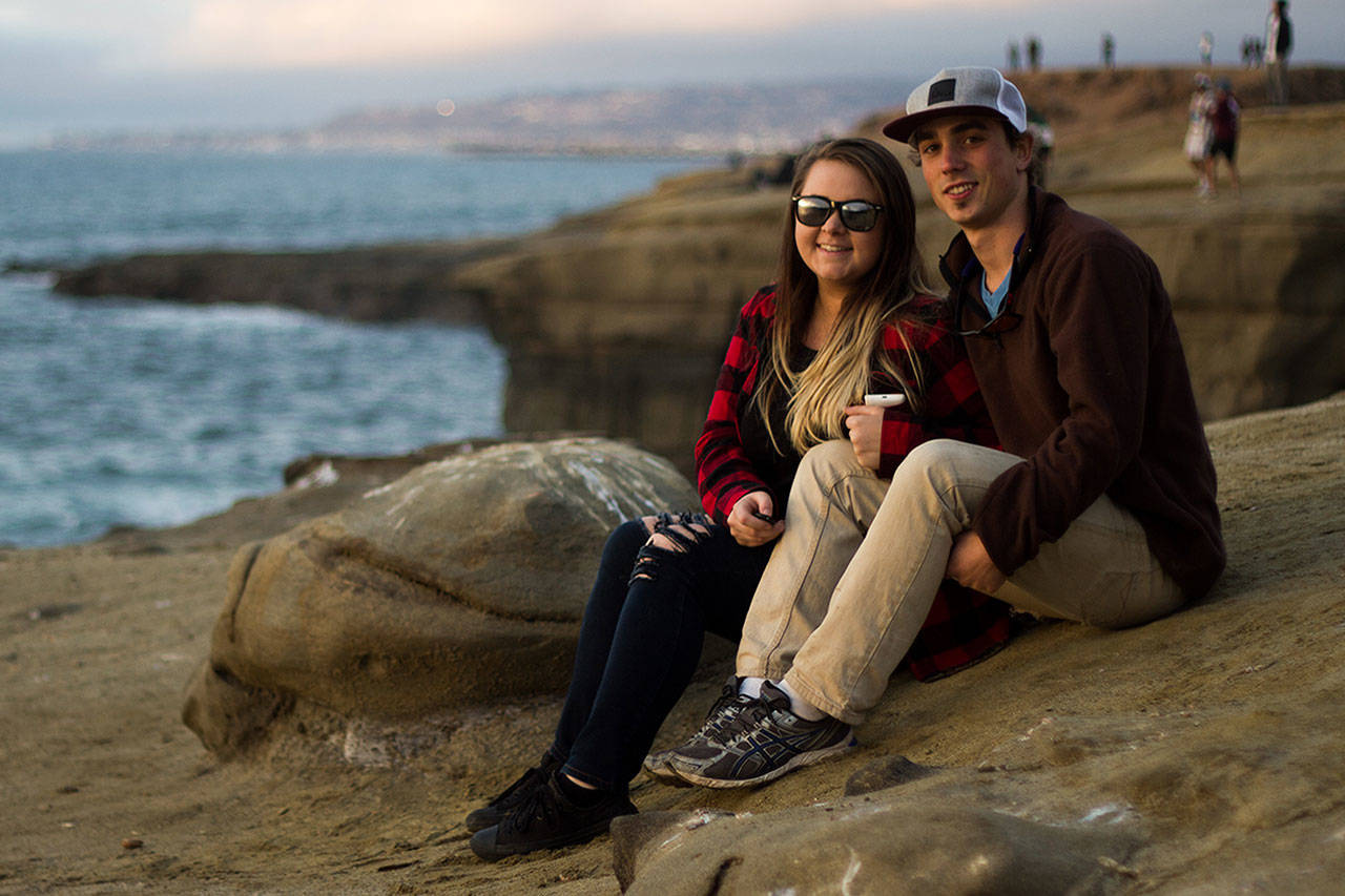 Taylor LaValley and Alex Chmiel at Sunset Cliffs in San Diego, California. Photo courtesy of Alex Chmiel.