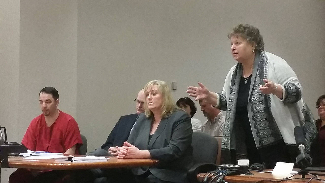 Diane Anderson pleads for her son, Nicholas Anderson, at his sentencing Friday at the Maleng Regional Justice Center in Kent on four counts of vehicular homicide (DUI) one count of vehicular assault, one aggravated count to to vehicular assault and one count of reckless endangerment for the Oct. 25, 2014 accident that killed four young people and left one permanently impaired. Judge Cheryl B. Carrey imposed an exceptional sentence of 50.3 years in prison. ROBERT WHALE, Auburn Reporter