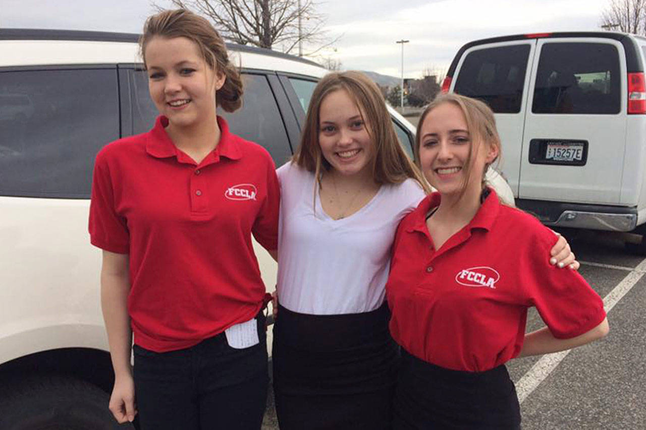 Enumclaw FCCLA members Gina Tarling, Liberty Southworth and Kelsey Webb. Contributed photo.