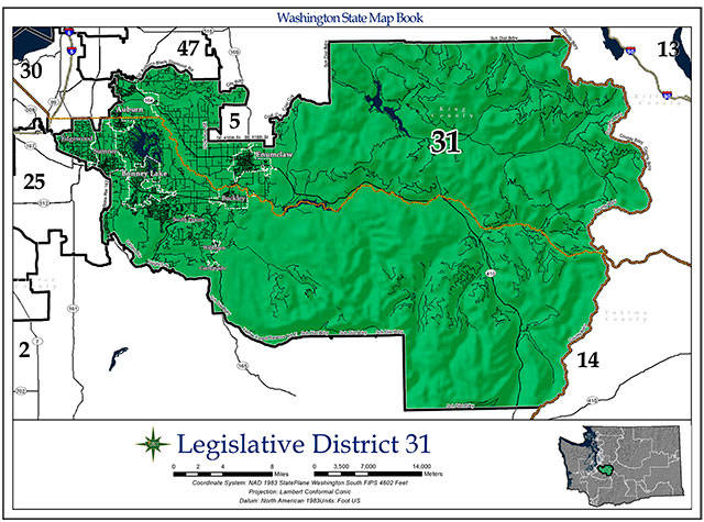 Washington&rsquo;s 31st Legislative District covers sections of King and Pierce County, notably Enumclaw, Bonney Lake, Buckley and Sumner. File image