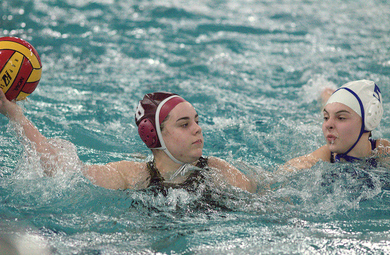 Caitlyn Schuler lines up a shot during a contest earlier this season. Contributed photo.