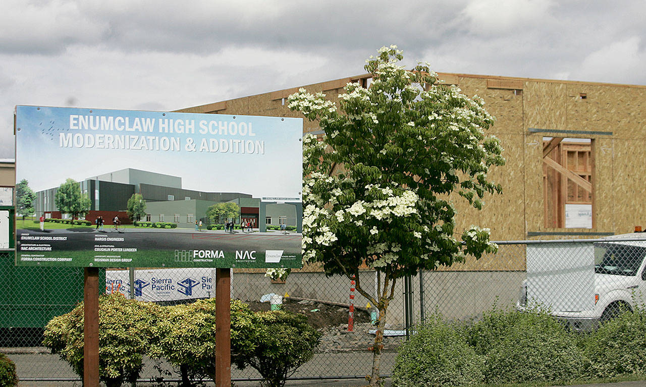 Enumclaw High School was being modernized all during this school year, and will continue through the 2019 winter quarter. Photo by Dennis Box.