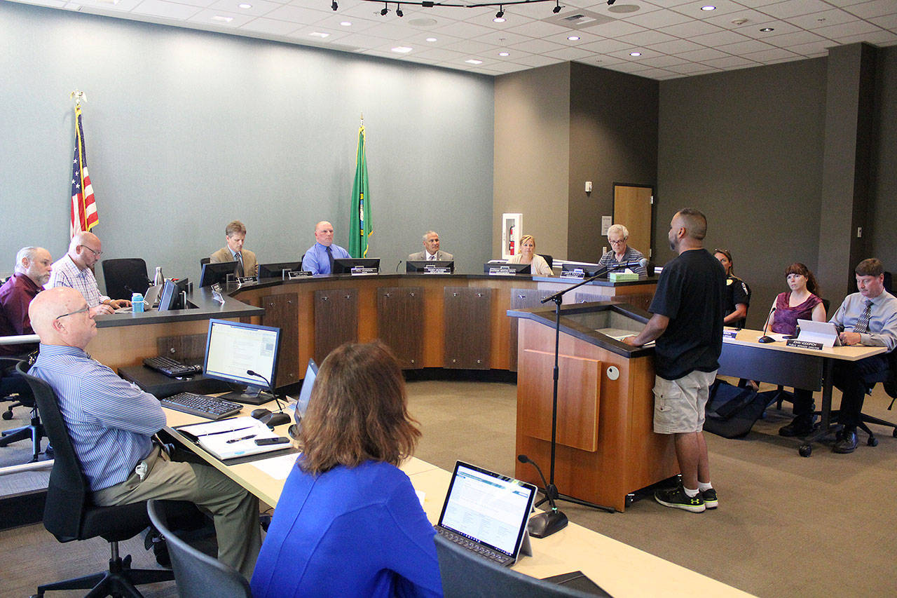 Saranjit Bassi argued in favor of allowing marijuana to be sold in Bonney Lake, which would allow him to open a store inside city limits. Photo by Ray Still