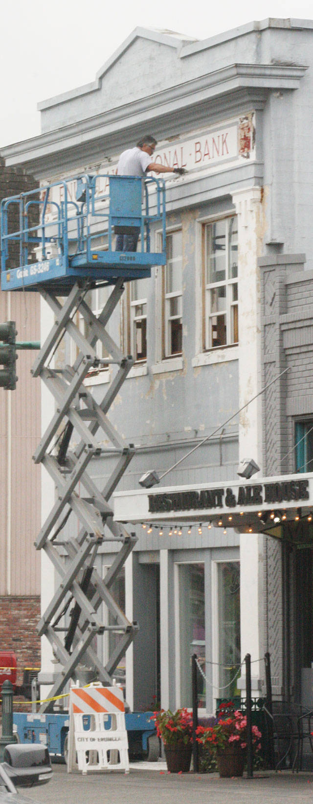 The Enumclaw National Bank building, now nearly 100 years old, is bring restored, thanks to money from 4Culture. Photo by Kevin Hanson