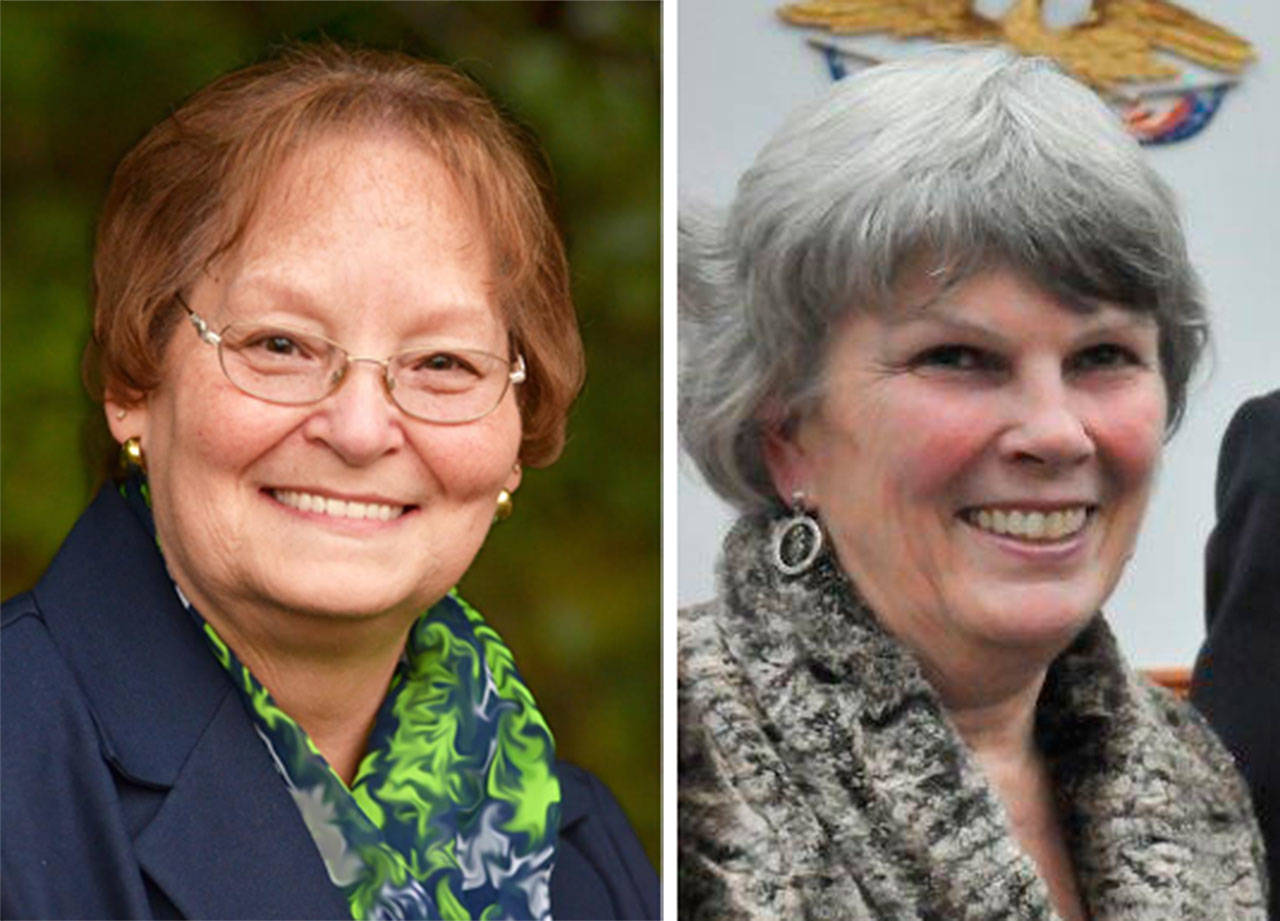Judy Baxley, left, and Mayor Carol Benson, right, are running for Black Diamond’s executive seat.