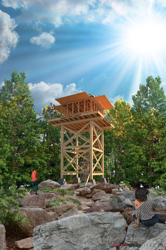 A digital rendition of how the Mount Peak Historical Fire Lookout Association pictures the new lookout on Mount Peak. Submitted photo                                A digital rendition of how the Mount Peak Historical Fire Lookout Association pictures the new lookout on Mount Peak. Submitted photo
