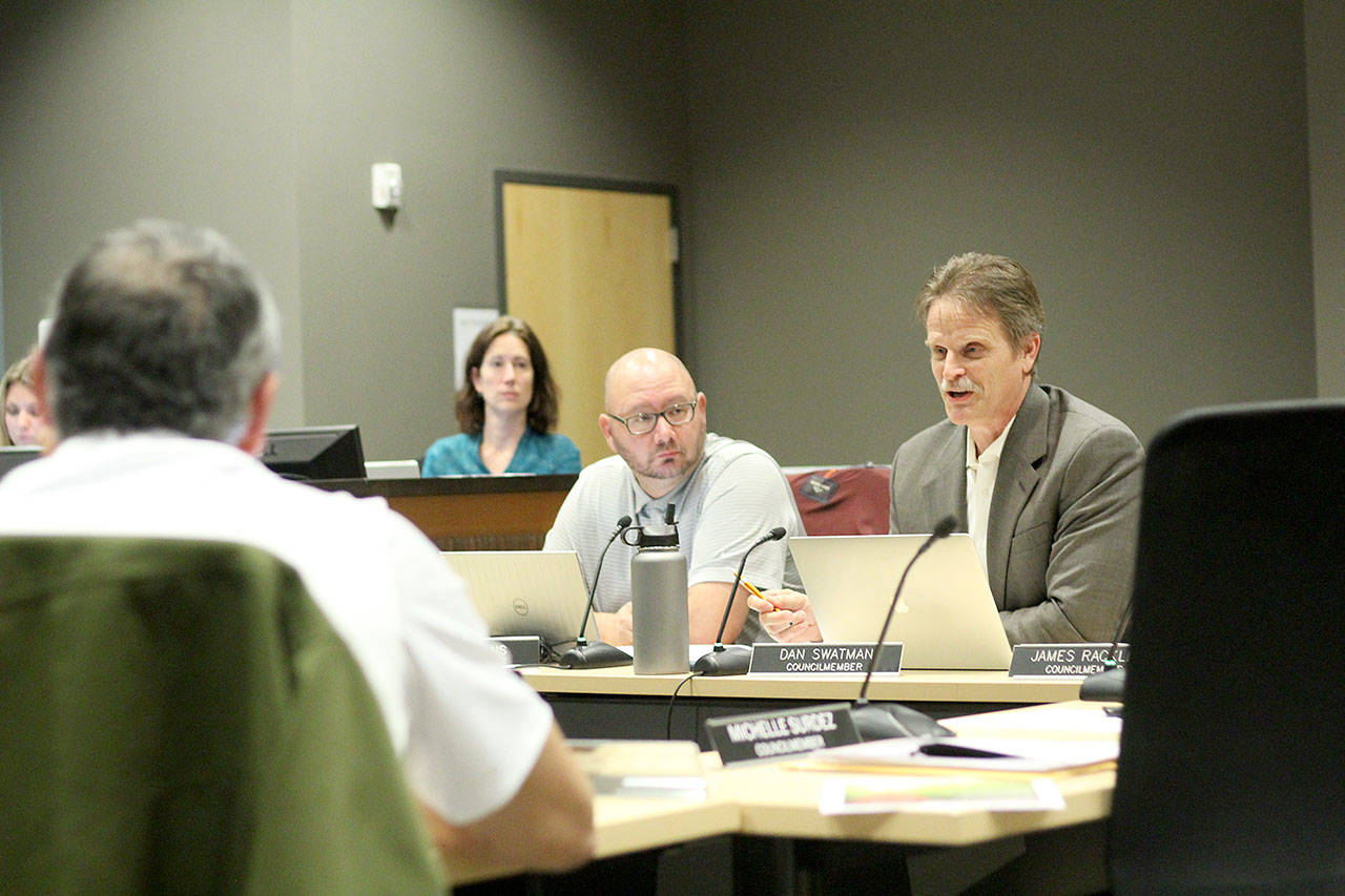 The Bonney Lake council spend the Nov. 21 workshop discussing budget amendments and being updated on the city’s internal audit of its water utility. Photo by Ray Still