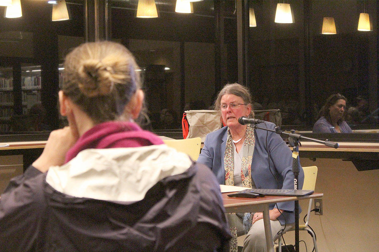 Pat Pepper, a Black Diamond councilwoman, held a community meeting last week to go over in detail why the recall charges being brought against her are false. Photo by Ray Still