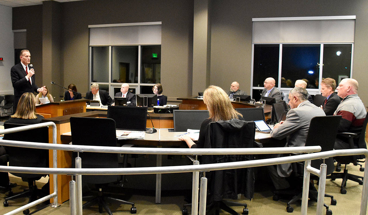 Pierce County Prosecutor Mark Lindquist spoke with the Bonney Lake City Council last week about public safety. Photo courtesy of Pierce County