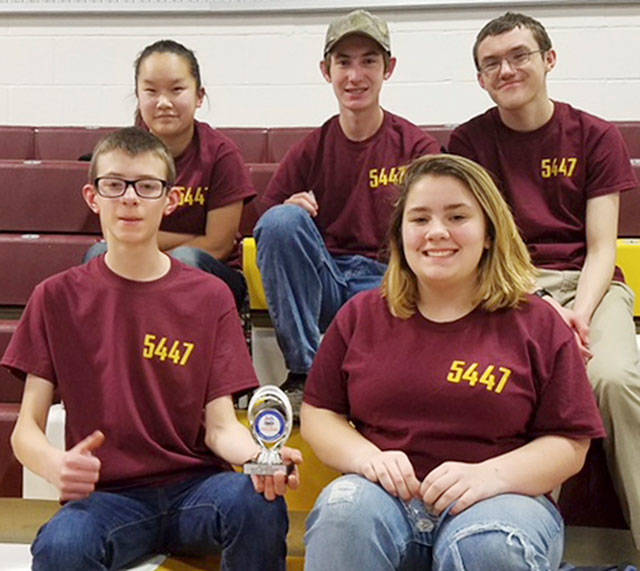 The Robo Knights consist of: in back, from left, Chloe Nemish, Billy Staley and Jacob Woodley; in front, Nathan Erickson and Hailey Henken. Submitted photo