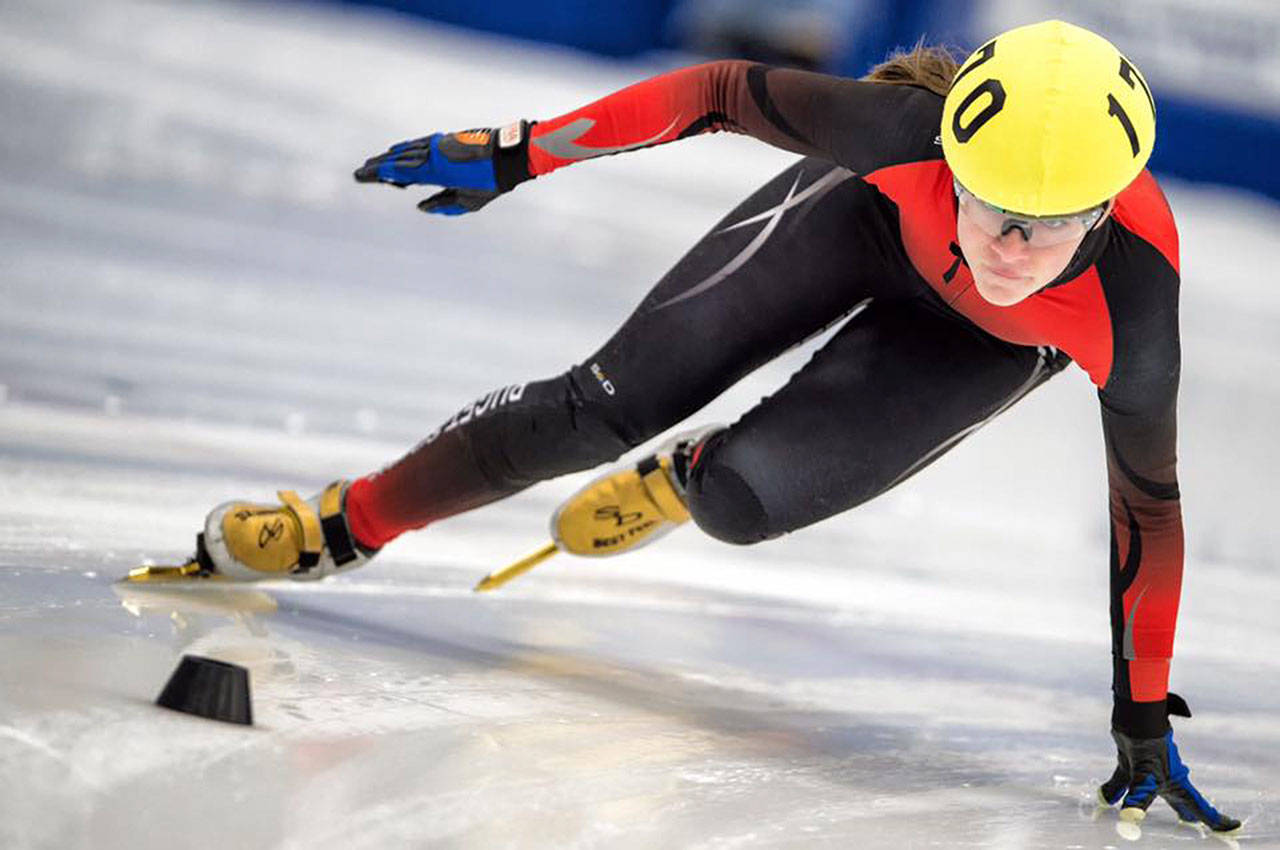 Corinne Stoddard has an impressive list of wins and accomplishments already under her belt, including recently taking the 2017/2018 USA Junior Ladies Overall National Champion title for placing first in the 1,000, 1,500 and 3,000 meter long track speedskating events. For inline skating, she took the 2017 Outdoor and Indoor National Championships. Photo by Thomas Di Nardo.