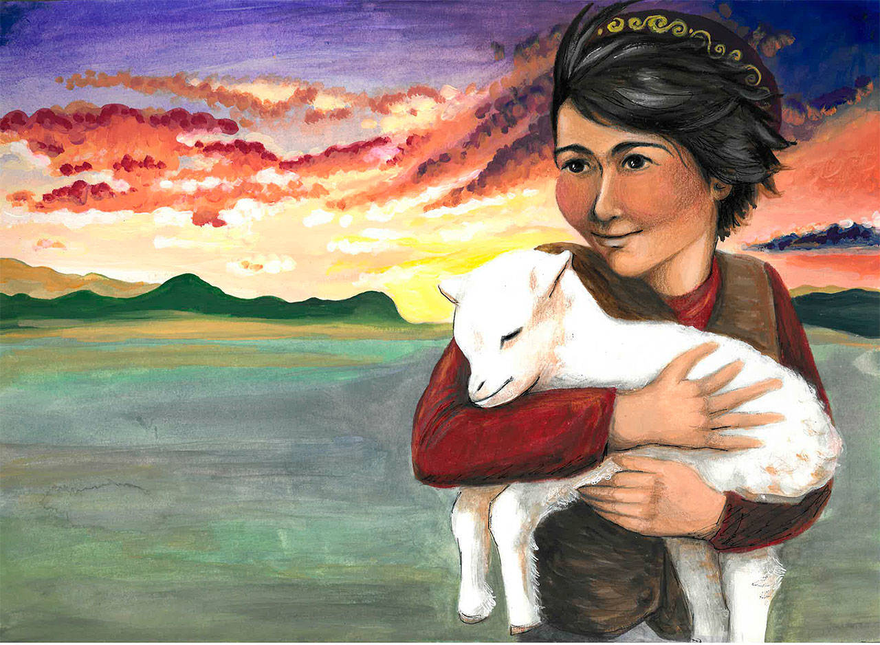 While Glory Cancro’s book will be available in English, it was also be translated to Khazakh (қазақ тілінде, or qazaq tilinde) which belongs to a specific branch of Turkic languages. Illustration by Glory Cancro.