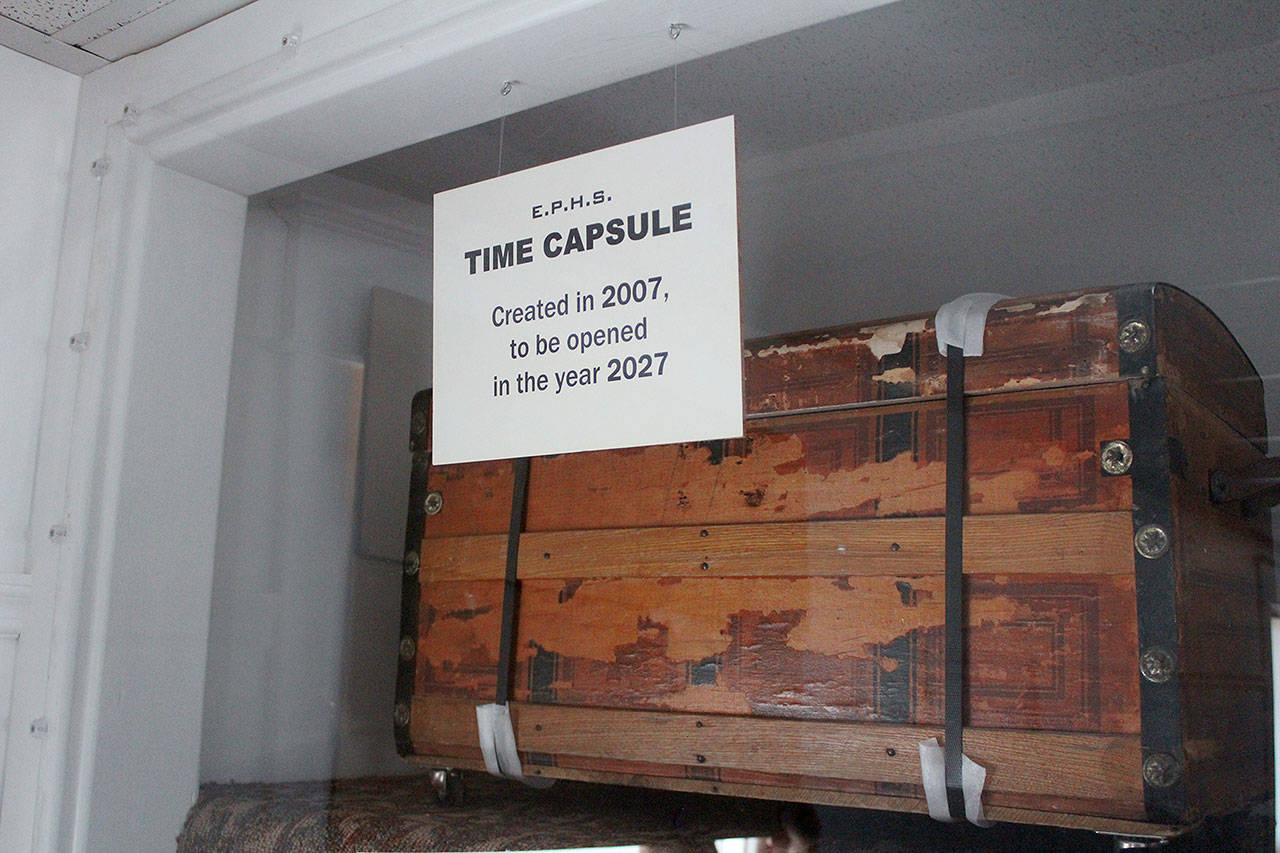 The Enumclaw-Plateau Historical Society is the custodian of an older time capsule, which will be opened in 2027. The Historical Society is now helping the City of Enumclaw put together their own time capsule. Photo by Ray Miller-Still