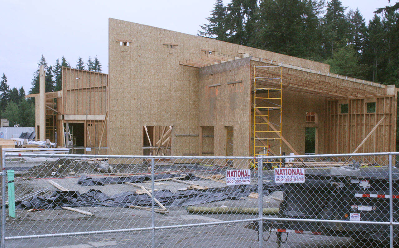 A new Emerald Hills Elementary School is under construction adjacent to the existing school near Lake Tapps. Students are occupying the current building while their new home comes to life.