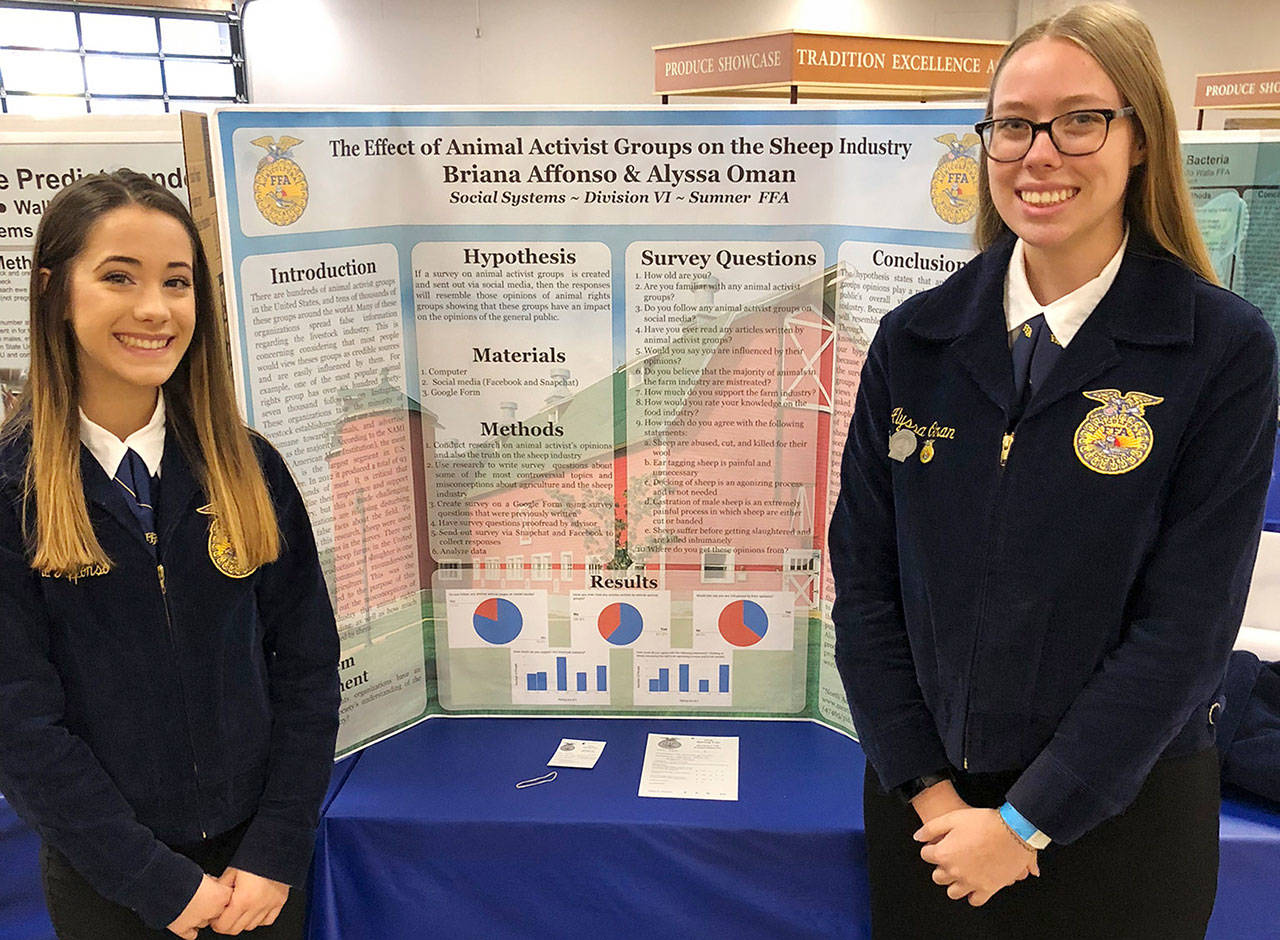 Making a second appearance at the national Agriscience Fair will be seniors Briana Affonso, left, and Alyssa Oman.