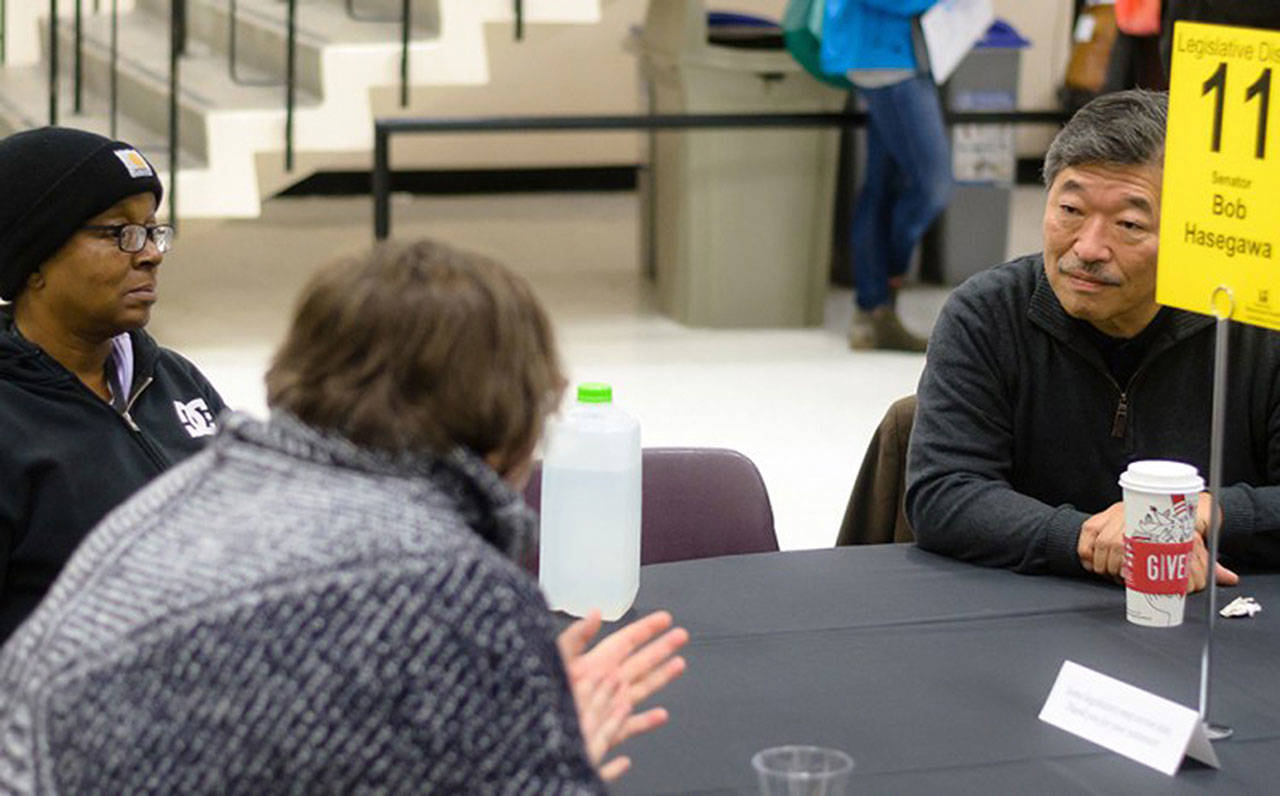 Almost 20 elected officials and their staff plan to attend the 2018 forum to hear from constituents. Above, attendees share their thoughts with Senator Bob Hasegawa at the 2017 Behavioral Health Legislative Forum. Contributed photo