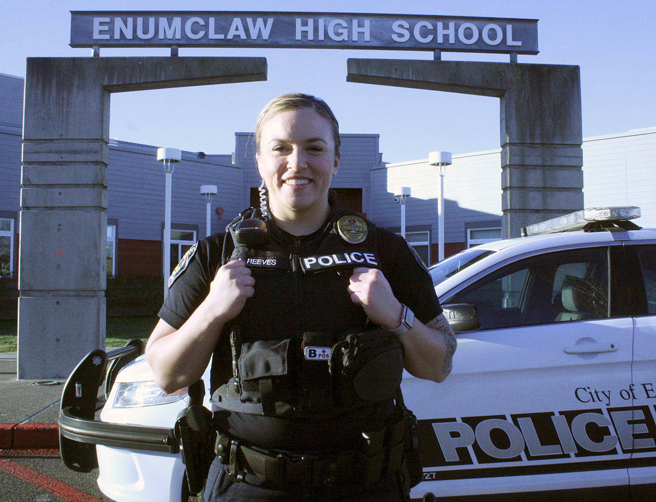 Enumclaw police officer Amanda Reeves will be assigned to Enumclaw High School as the first school resource officer. The position is a joint effort of the school district and police department. Kevin Hanson photo.