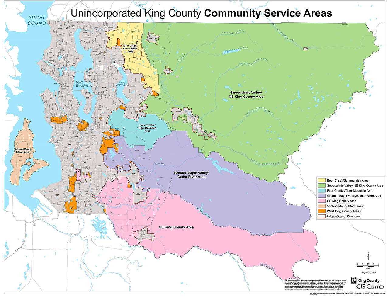 King County has seven Community Service Areas, some with their own nonprofit groups that advocate for their resdents. The Enumclaw Plateau Community Association would be the first in the Southeast King County CSA to advocate for local residents’ concerns. Image courtesy King County