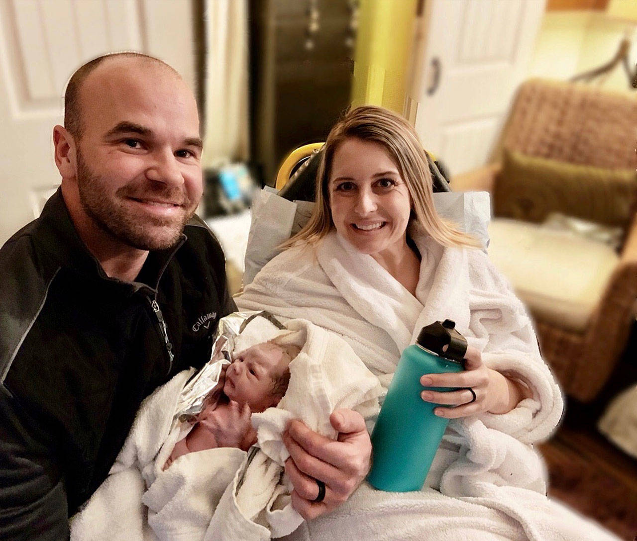 The Christiansens, Haley, Brett and newborn son Brooks, at the Solei Day Spa and Boutique in Lakeland Hills. COURTESY PHOTO, Jenni Shires