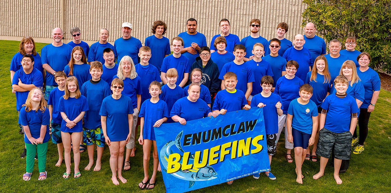 The Enumclaw Bluefins Special Olympics squad capped their 2019 season by celebrating with a pool party. Contributed photo