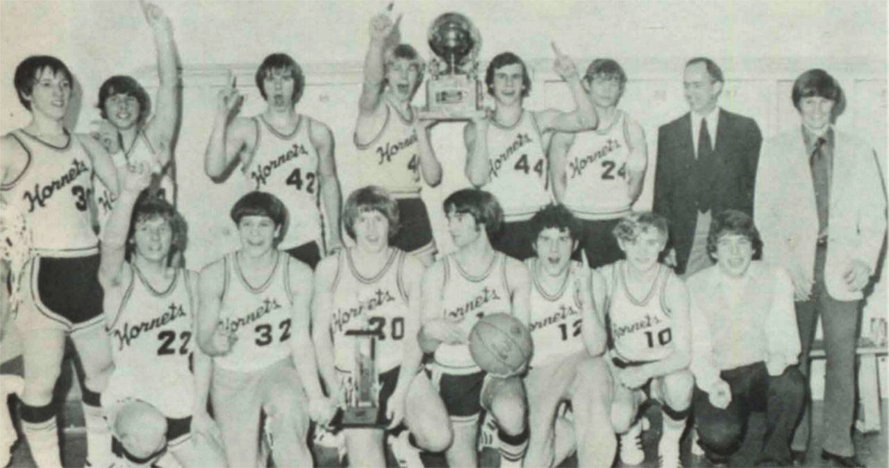 Could these be among the first to grace the White River Hall of Fame? These are the 1973 Hornet boys basketball team, who won four tournament games to capture a state championship. Photo provided by John Dorsey