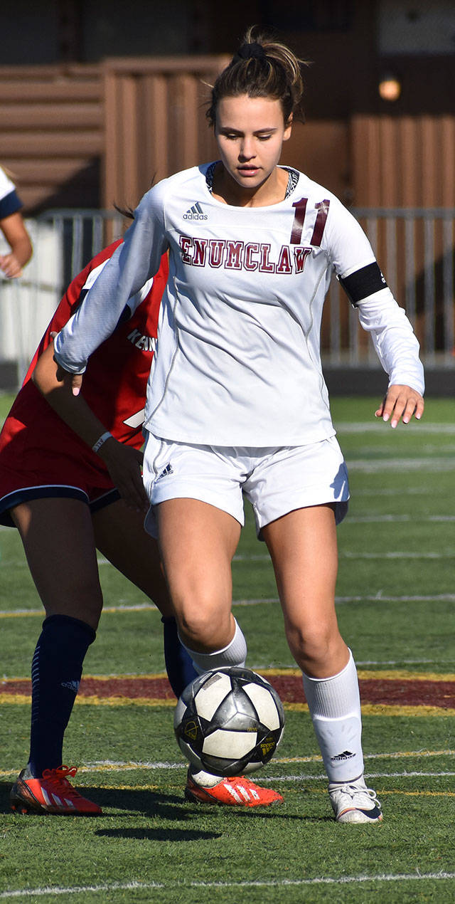 Enumclaw senior Sawyer Anderson has helped lead the Hornets into the Class 4A state soccer tournament. File photo by Kevin Hanson