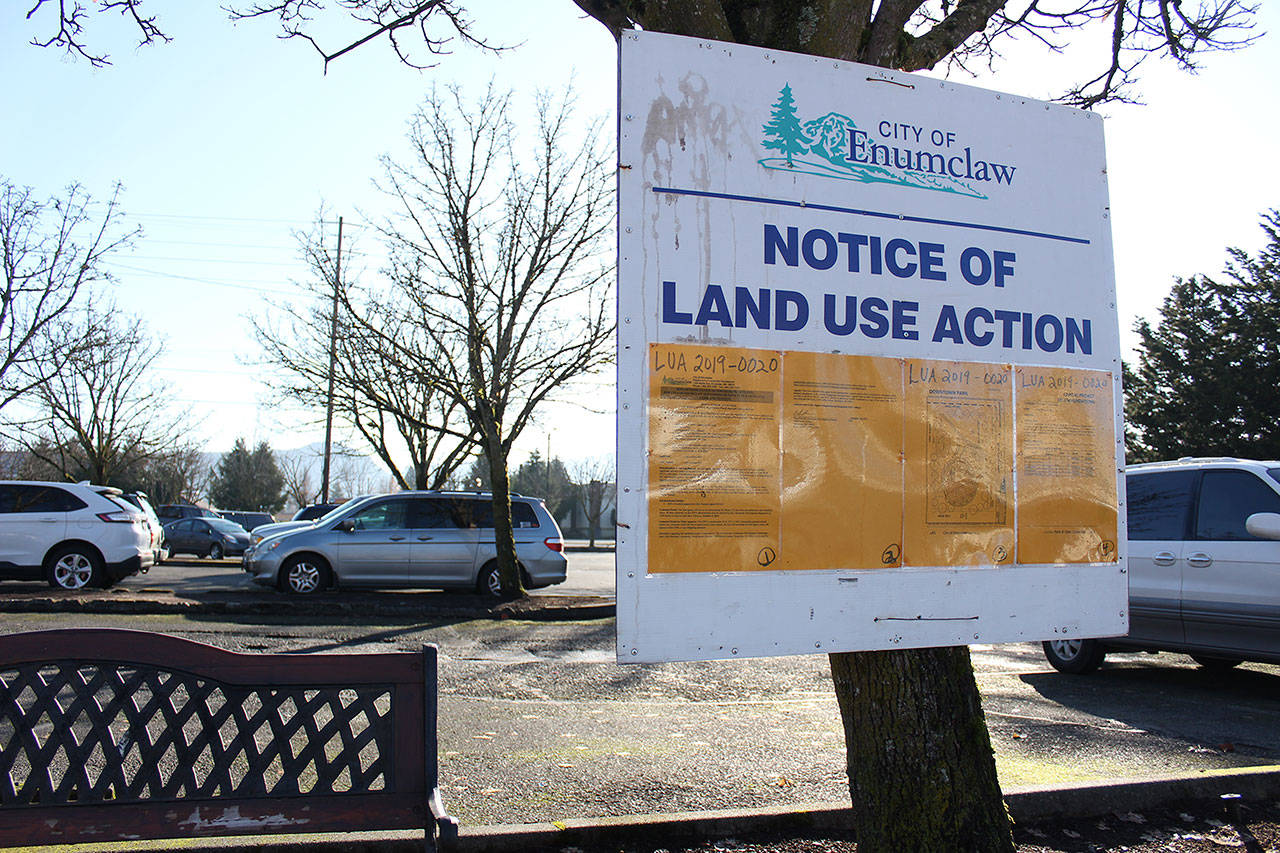 Enumclaw’s Planning Commission is recommending the city council place a downtown park elsewhere than a downtown parking lot. Photo by Ray Miller-Still