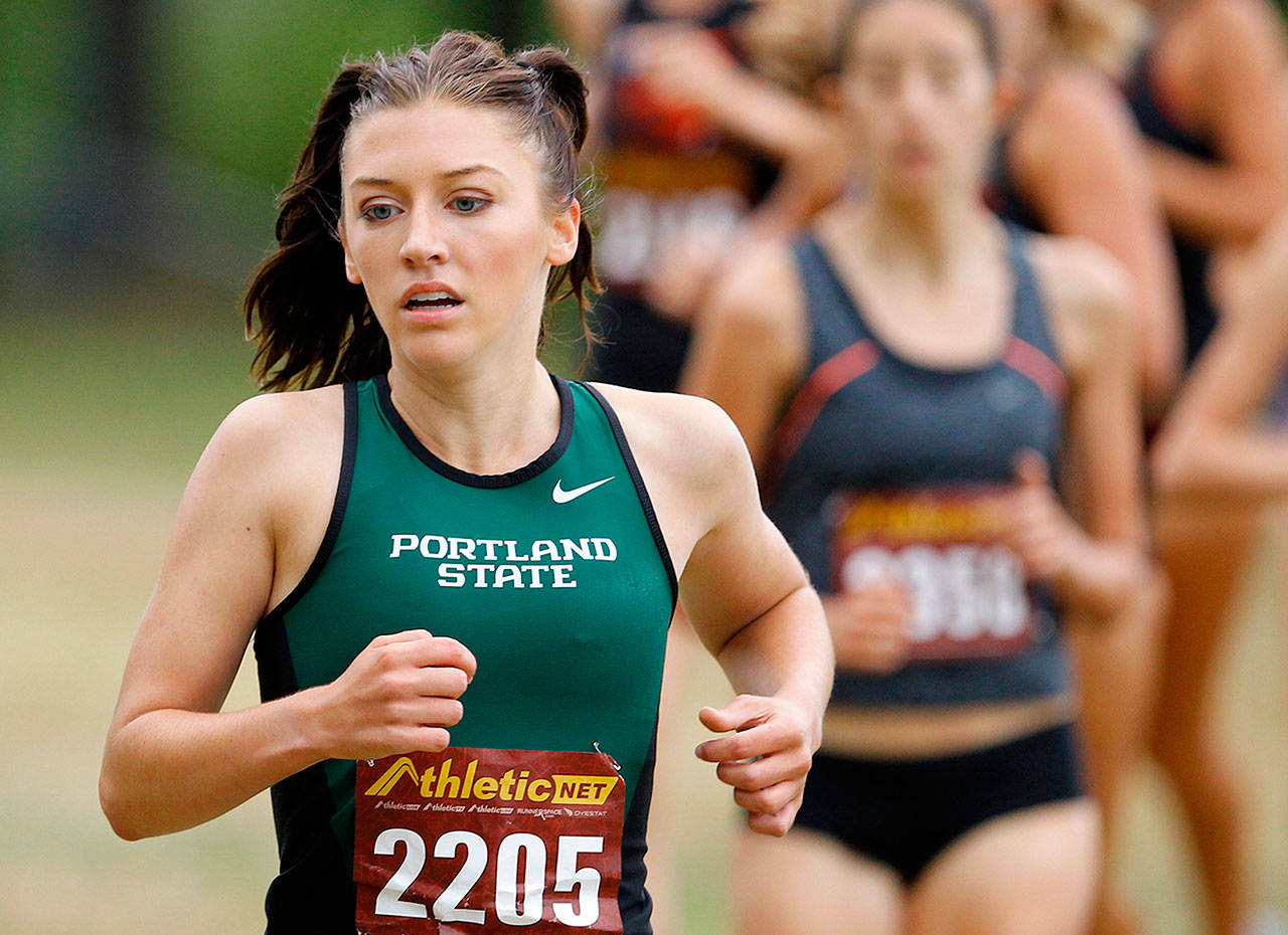Hunter Storm was a No. 1 runner during her time at Enumclaw High. Now, she’s making the same claim as a member of the cross country squad at Portland State University. Photo courtesy Portland State Athletics