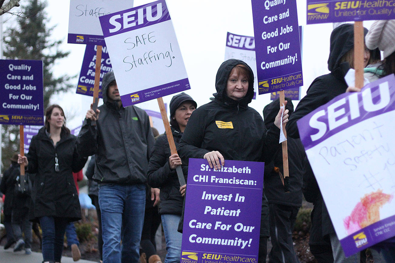 St. Elizabeth workers picket for increased staffing, pay increases