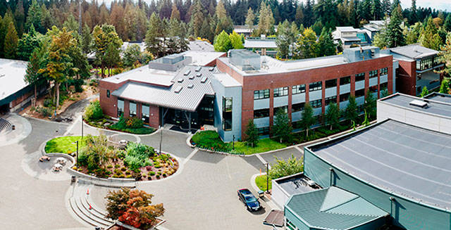 Green River College’s Salish Hall, as seen by a drone. Photo courtesy GRC