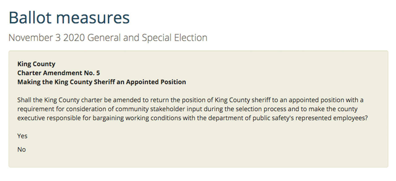 The Enumclaw City Council is unequivocally against making the King County Sheriff position an appointed one. Image courtesy King County