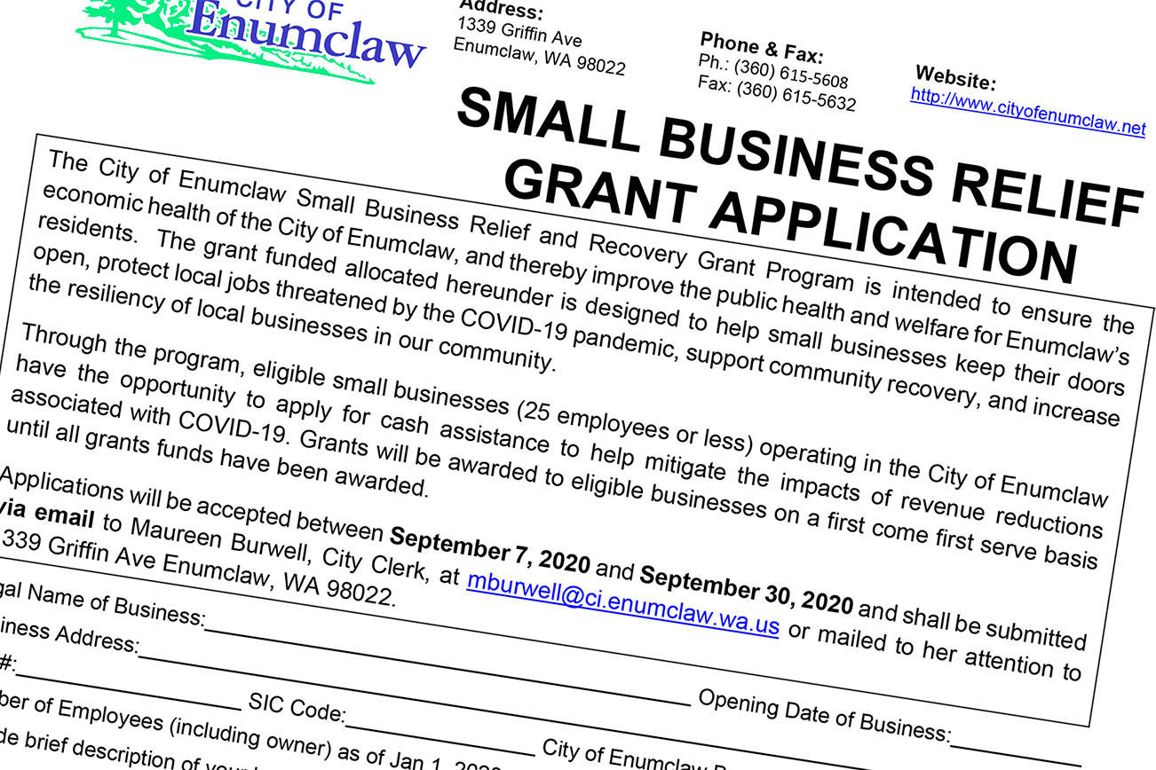 Enumclaw businesses were able to apply for a $7,000 grant from the city of Enumclaw last September. It was recently discovered at least two businesses did apply, but their application was lost due to a technological error. Image courtesy the city of Enumclaw