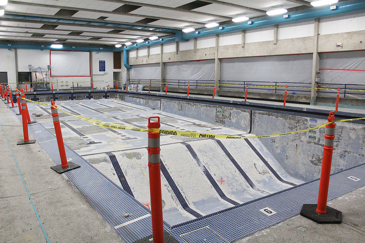 The Enumclaw pool won’t be filled for several months more, as extra repairs need to be done first. Photo by Ray Miller-Still